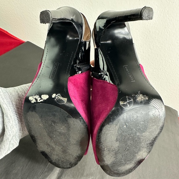 Vince Camuto Kaela sling back heels pink suede & black patent leather Sz 8.5M - Picture 12 of 13
